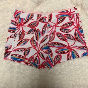 J Crew shorts white with colorful leaf pattern
